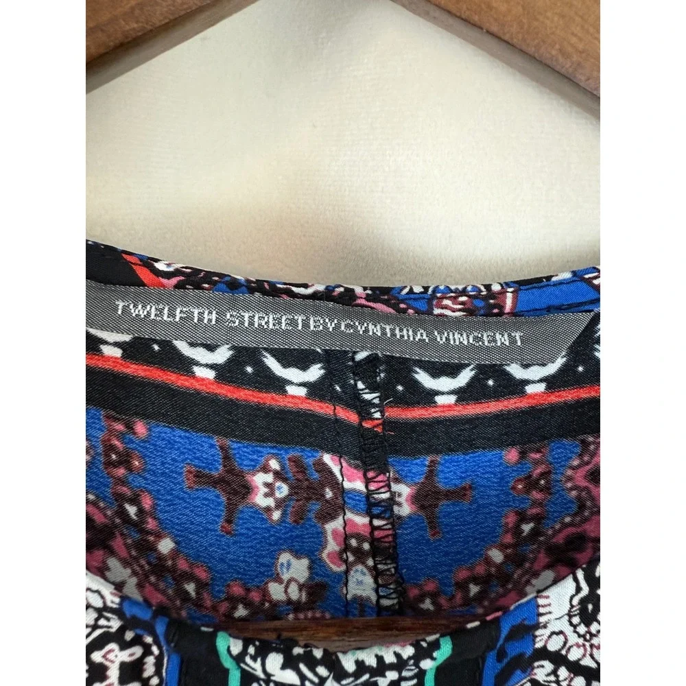 Twelfth Street by Cynthia Vincent Silk V-Neck‎ Midi Dress Size Medium - Picture 5 of 10